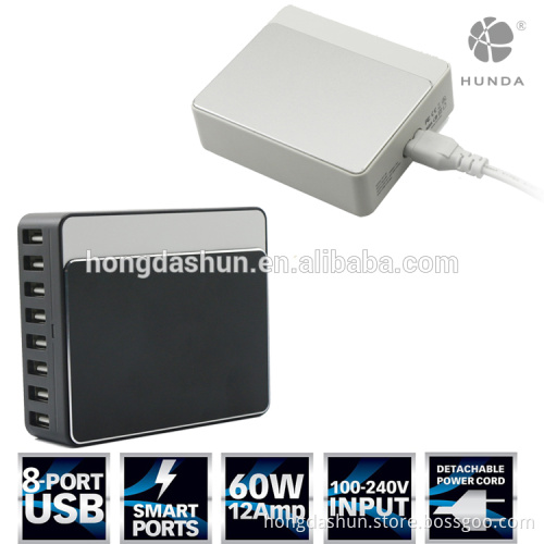 AC 100V-240V smart 8 port USB Charger Wall Power adapter 60W